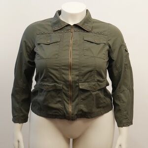 American Star Olive Green Jacket w/ Pockets at Chest Front Waist and Sleeve NWOT